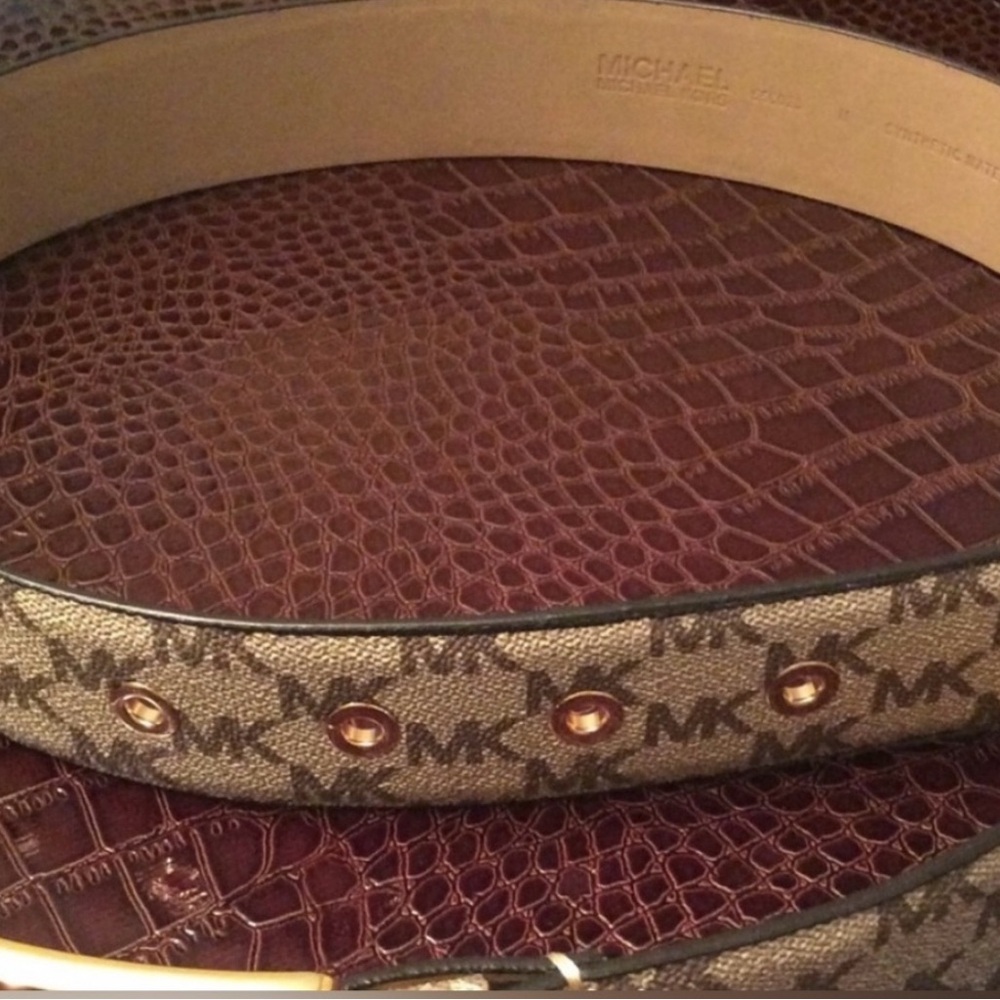 2 belts Brown leather belt with antiqued silver buckle. And MICHAEL KORS belt!!